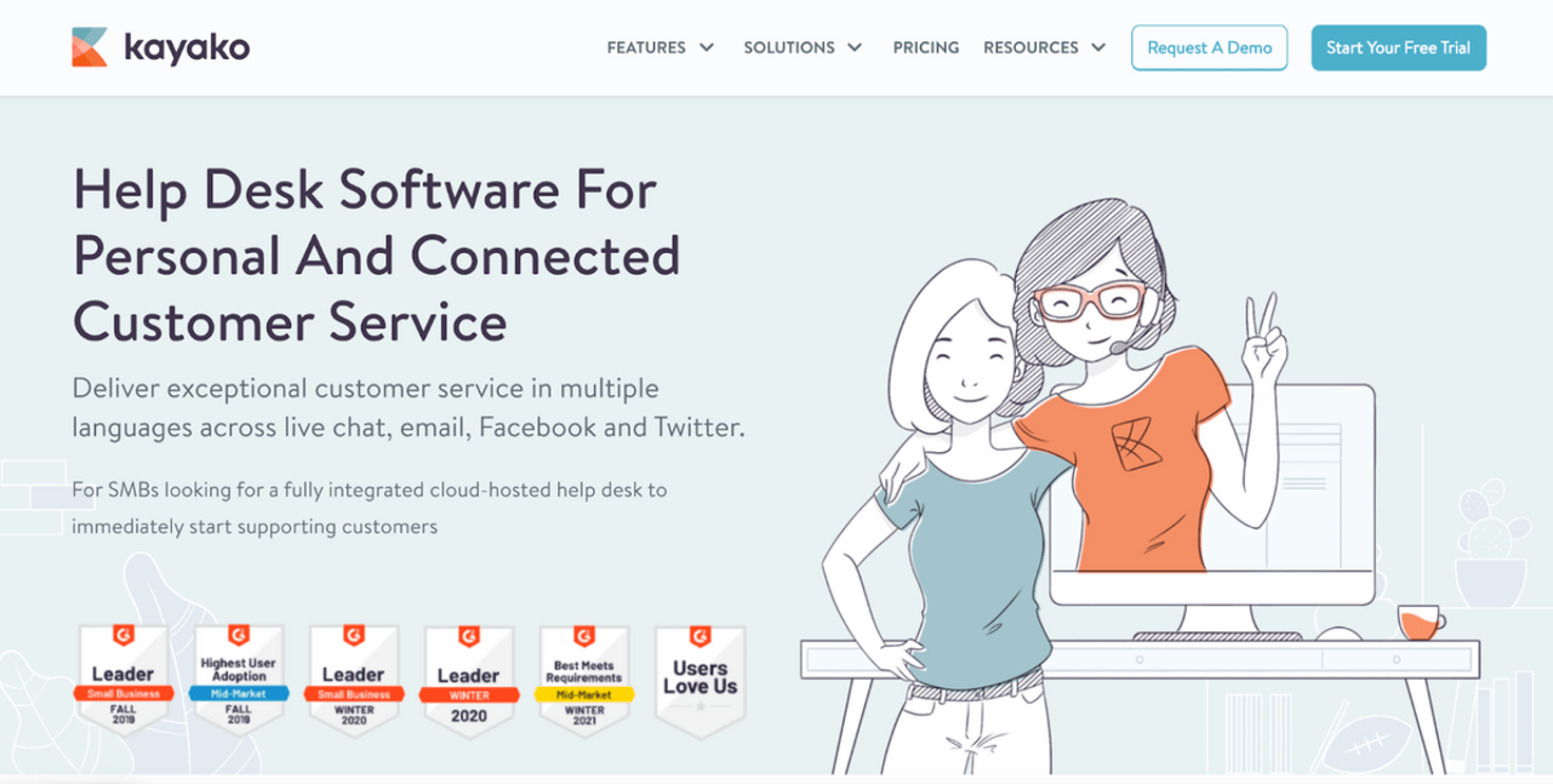 Kayako homepage: Help Desk Software for Personal and Connected Customer Service