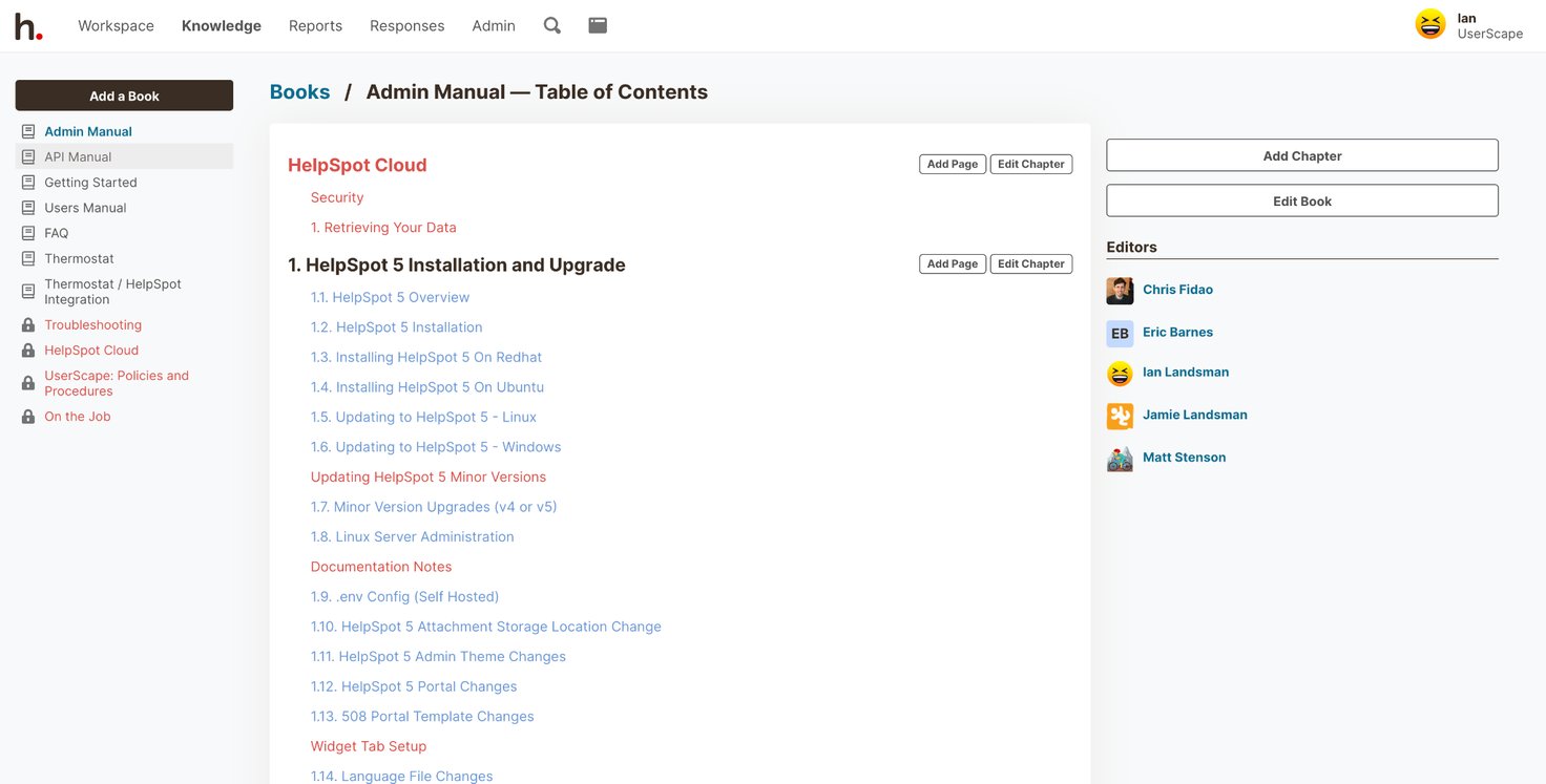 HelpSpot Books Admin Manual: Table of Contents