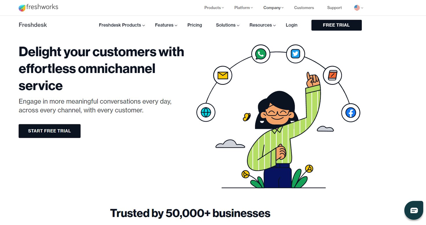Freshworks homepage: Delight your customers with effortless omnichannel service