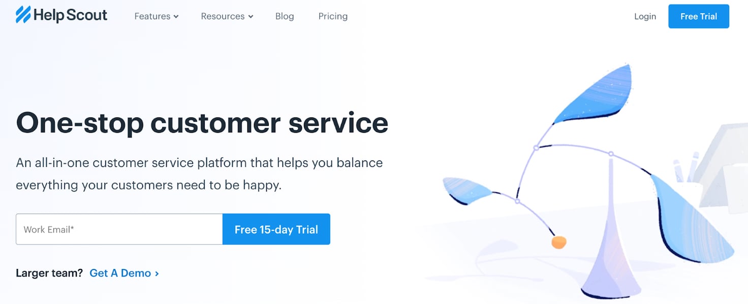 Help Scout homepage: One-Stop Customer Service