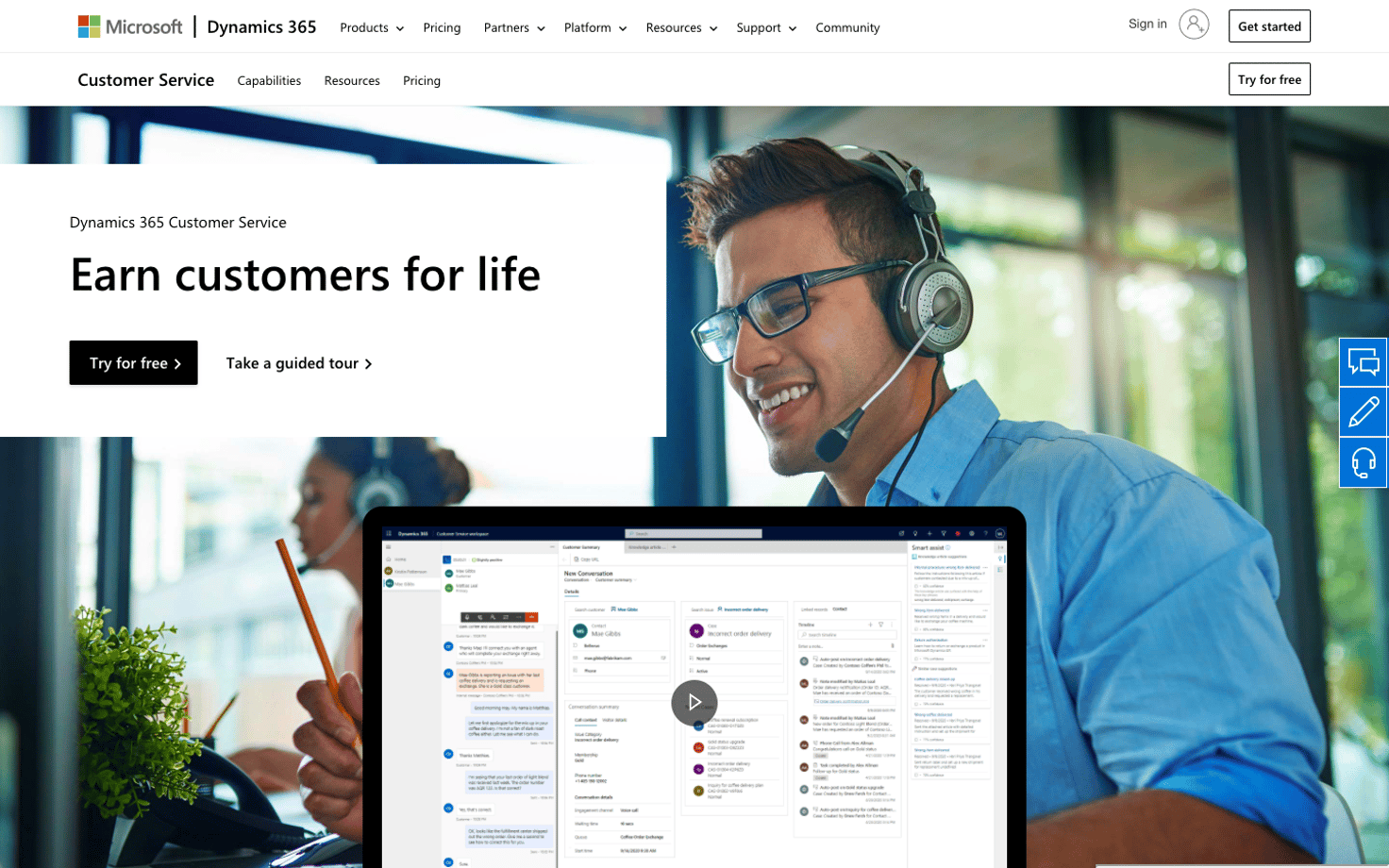 Microsoft Dynamics 365 homepage: Earn customers for life