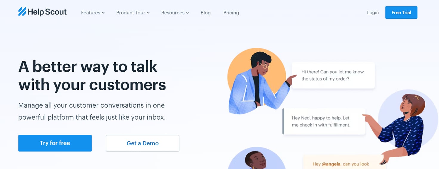 Help Scout homepage: A better way to talk with your customers