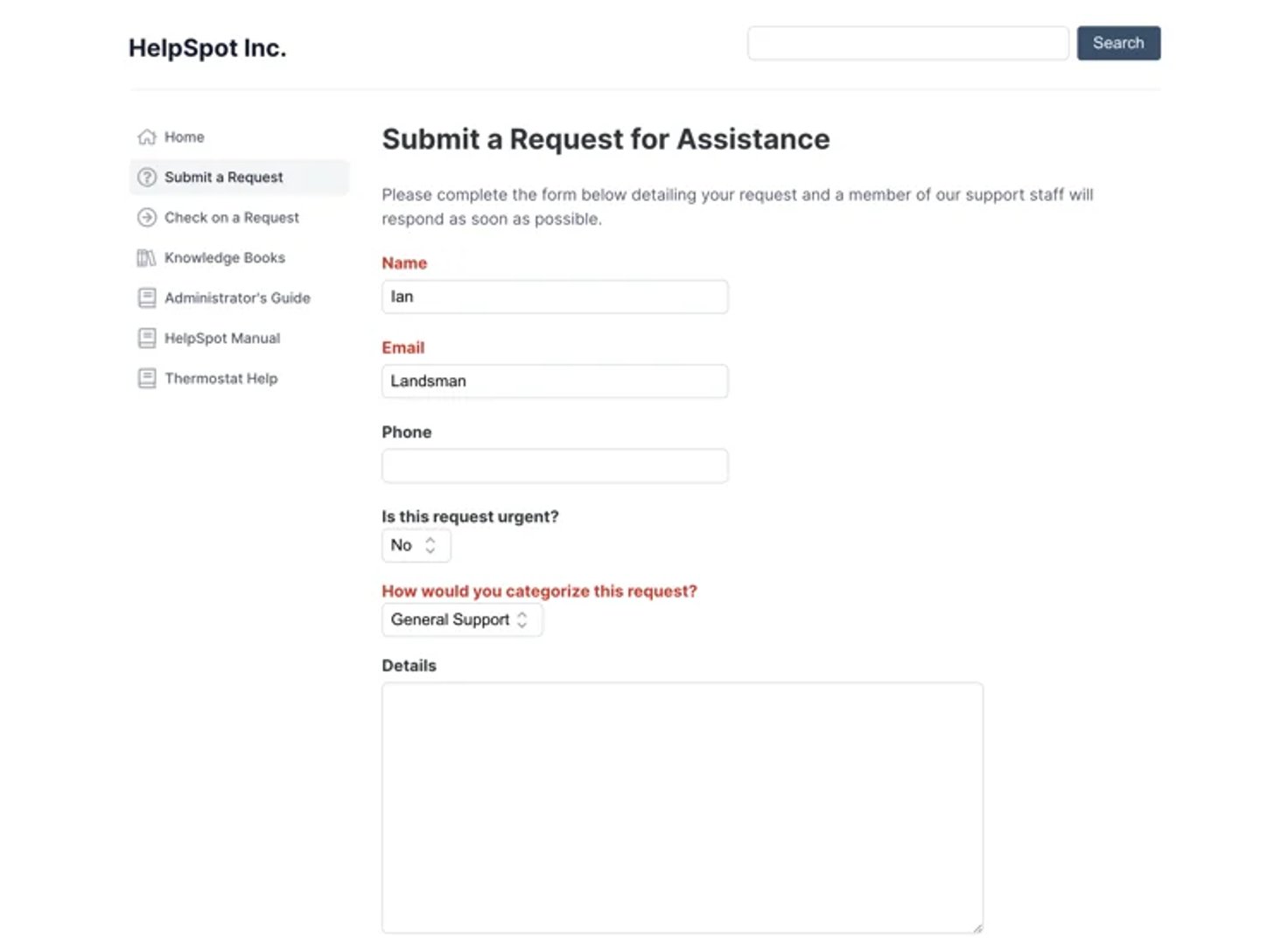 Submit a Request for Assistance with HelpSpot