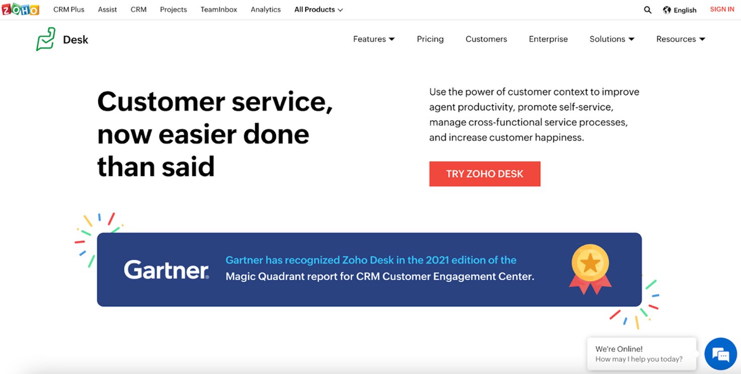 Zoho Desk: Customer service, now easier done than said. 