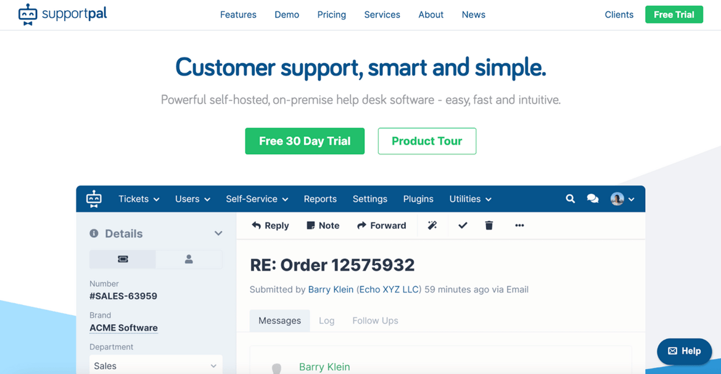 SupportPal homepage: Customer support, smart and simple.