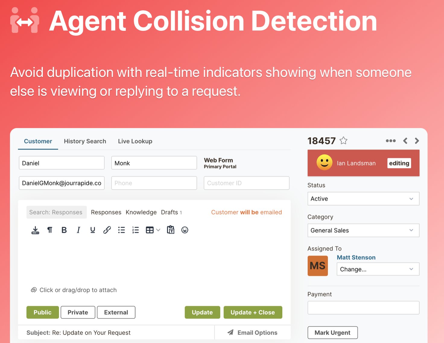 Agent Collision Detection prevents two agents from responding to the same request.
