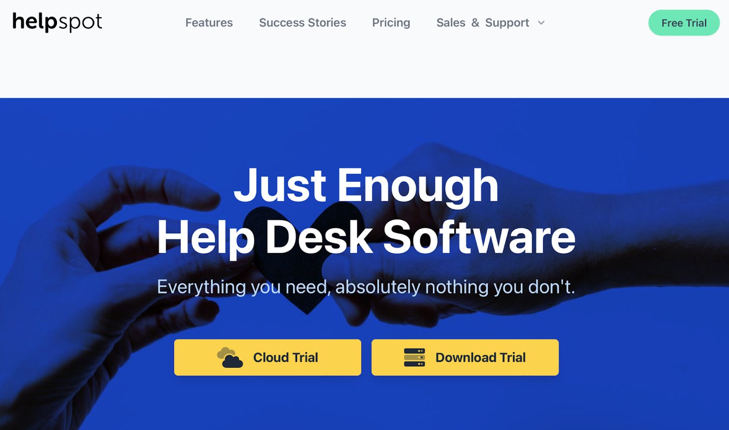 HelpSpot homepage: Just Enough Help Desk Software