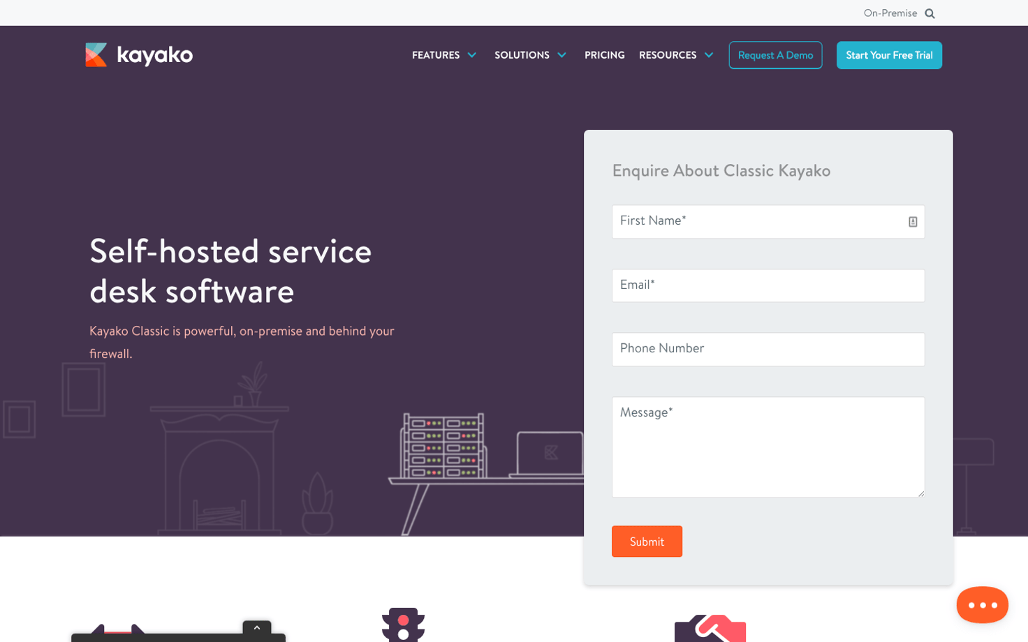 Kayako homepage: Self-hosted service desk software