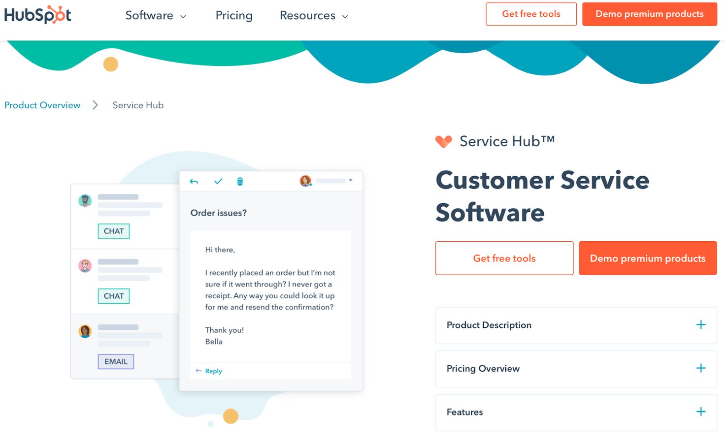 HubSpot Service Hub homepage: Customer Service Software
