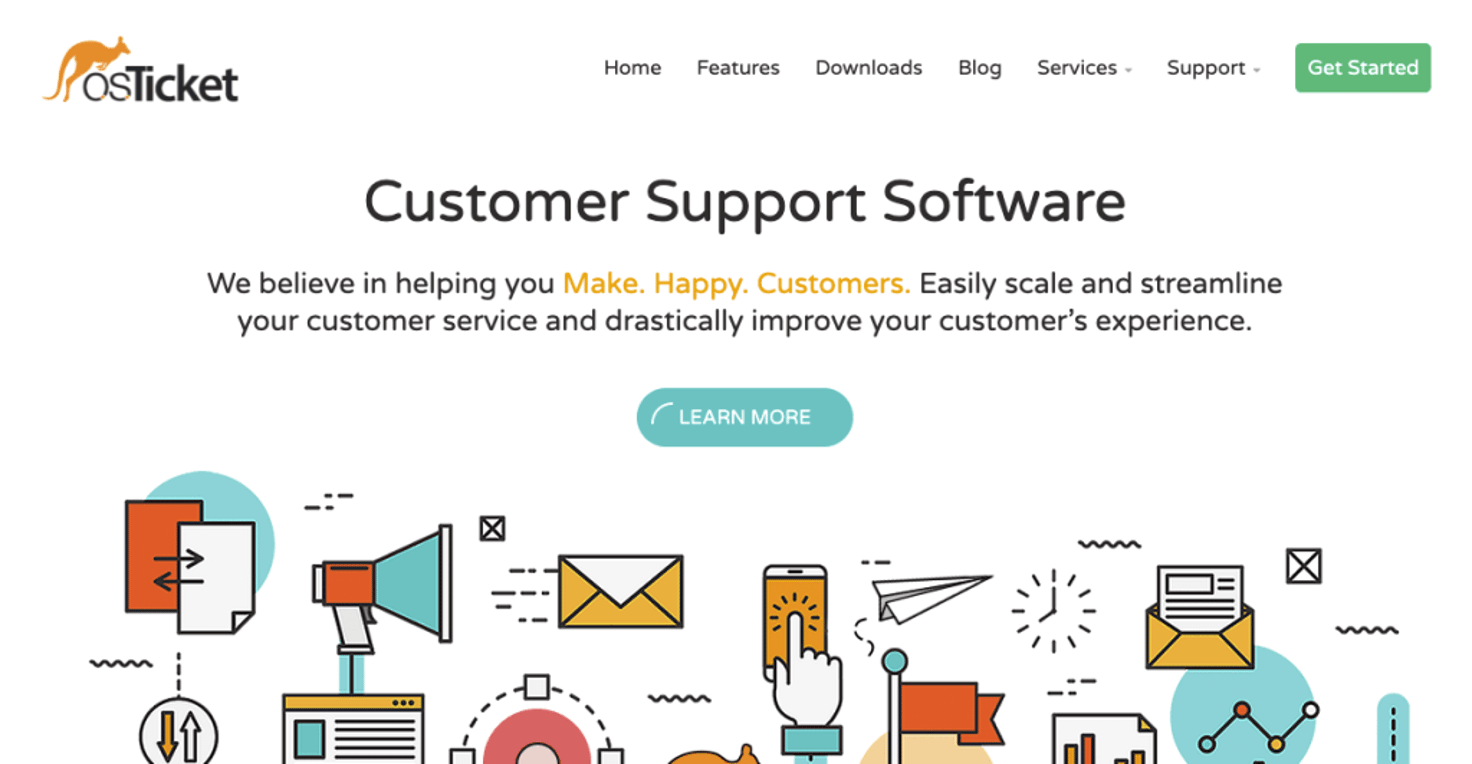 osTicket homepage: Customer Support Software