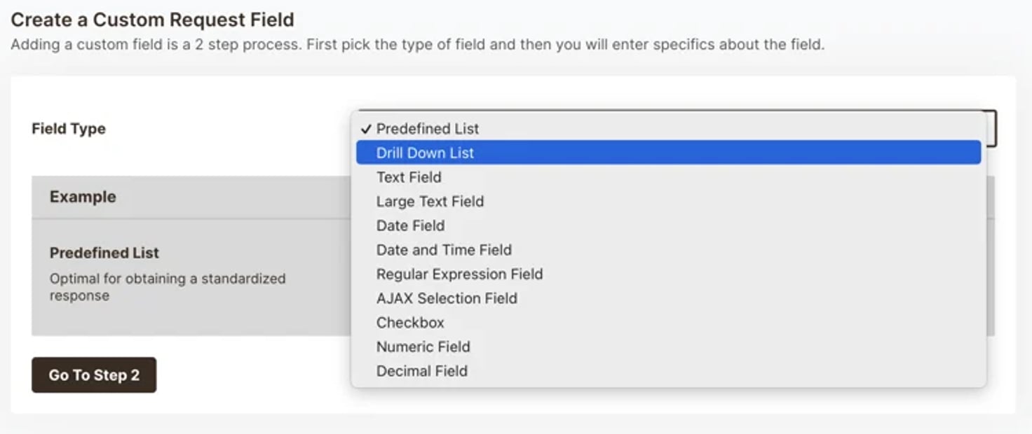 Create a custom request field. 