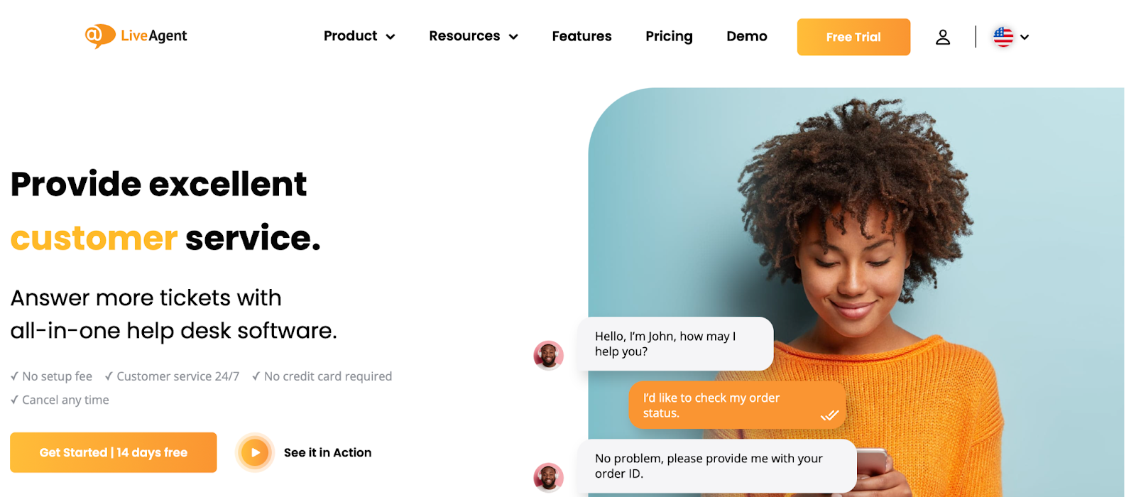 LiveAgent homepage: Provide excellent customer service