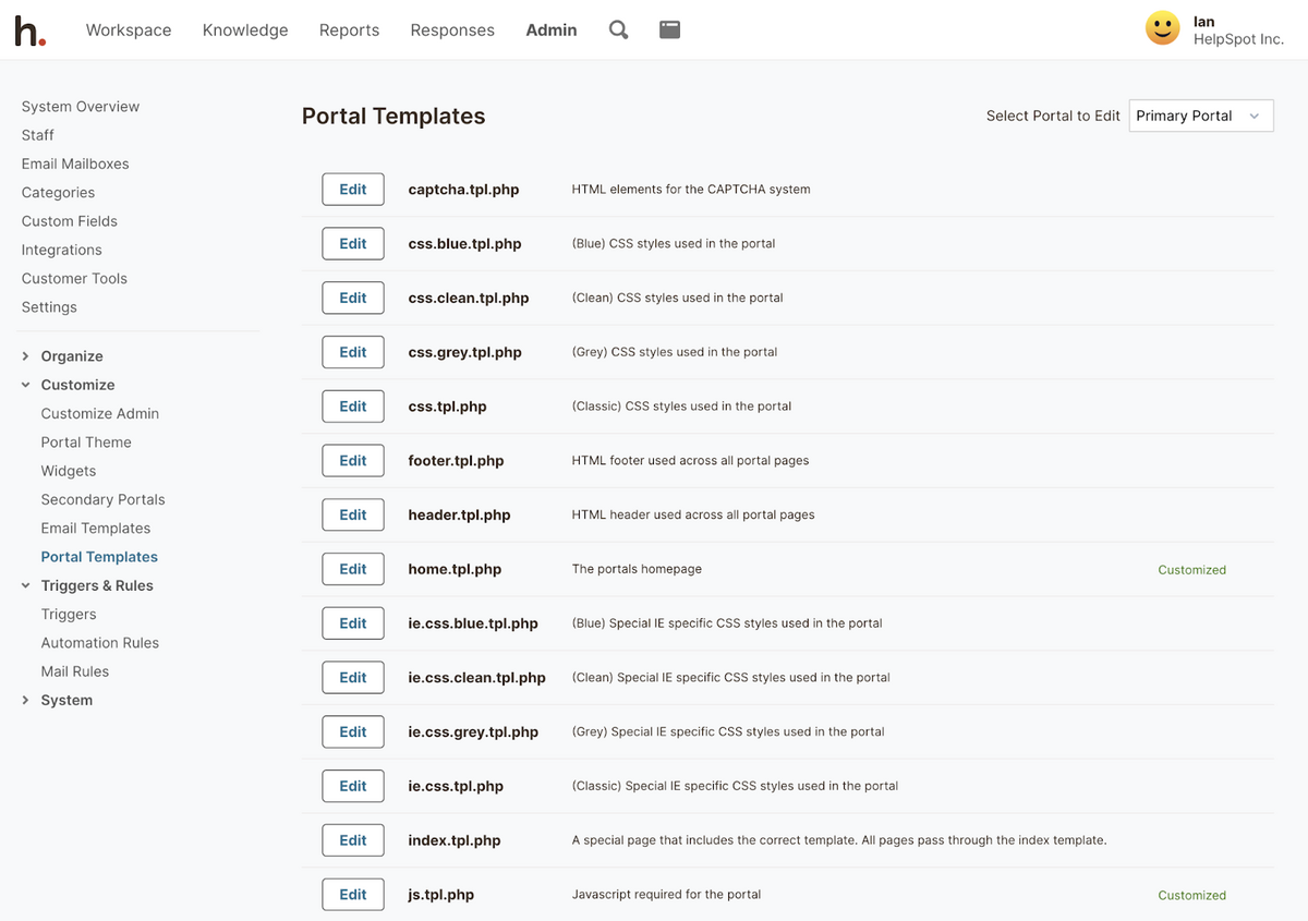 Portal templates. 