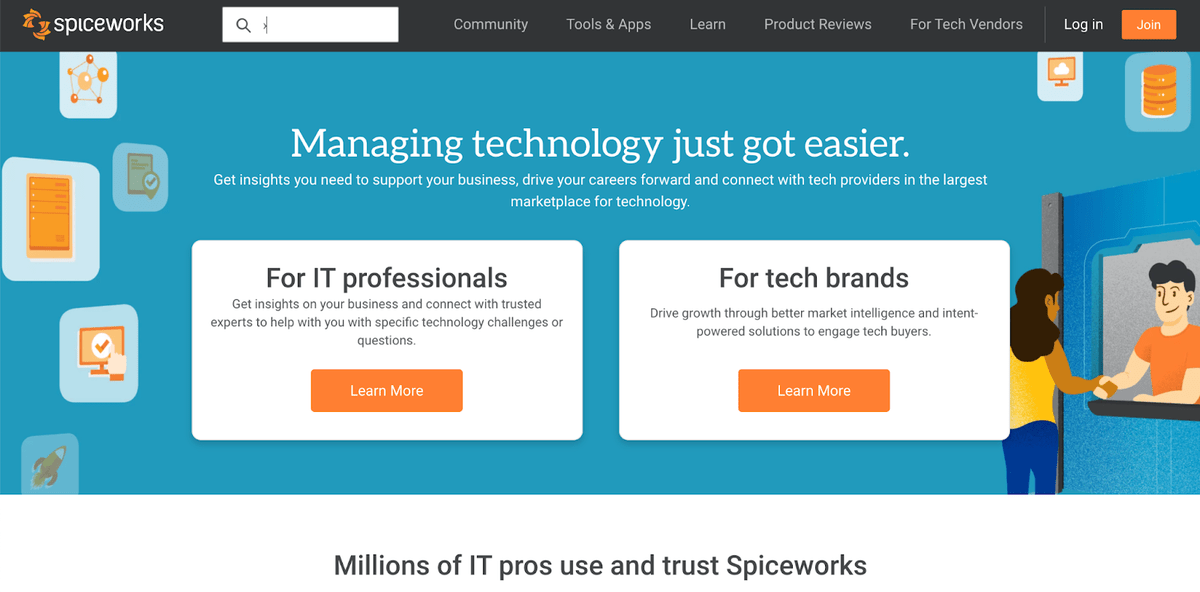 Spiceworks homepage