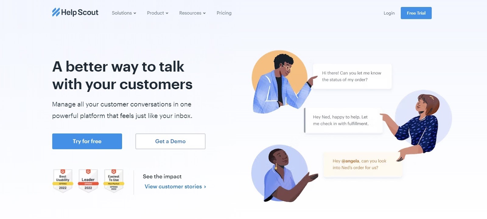 Help Scout homepage: A better way to talk with your customers