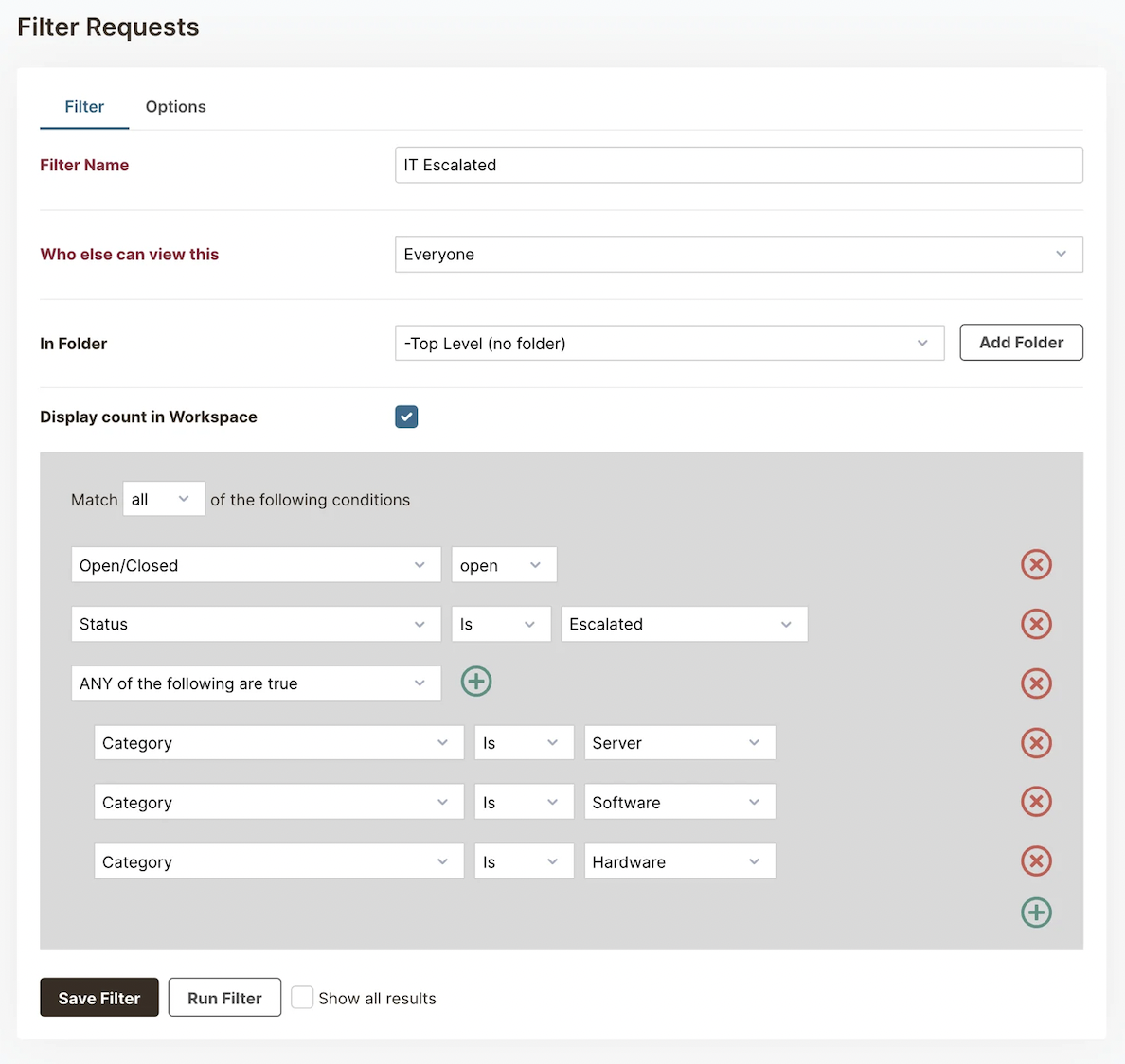 Filter Requests in HelpSpot