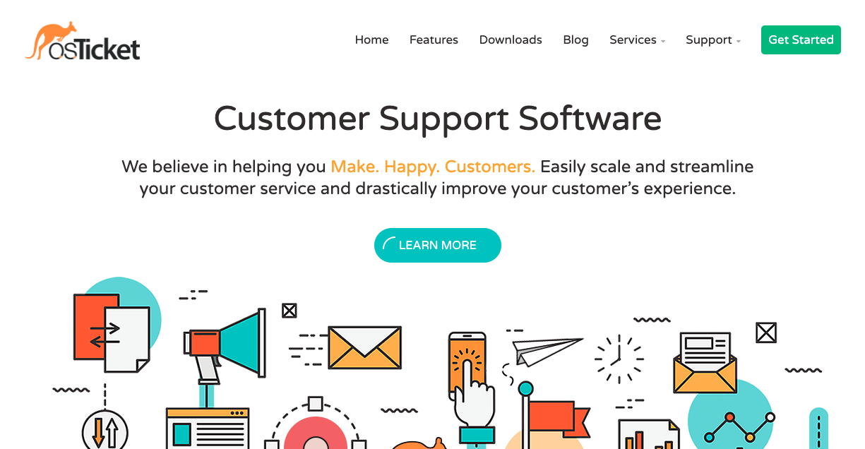 osTicket homepage: Customer Support Software