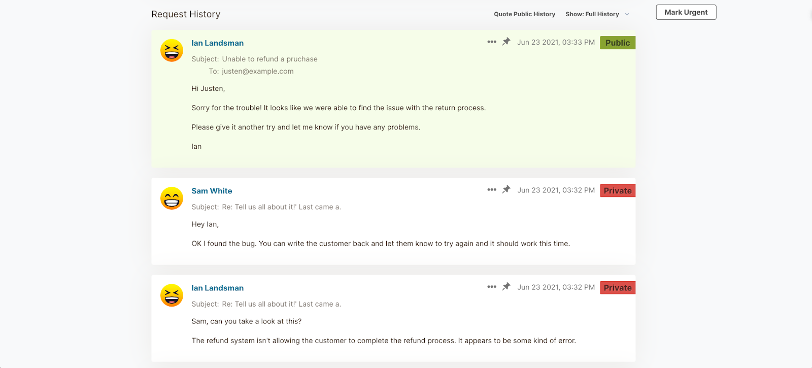 Request History Notes in HelpSpot