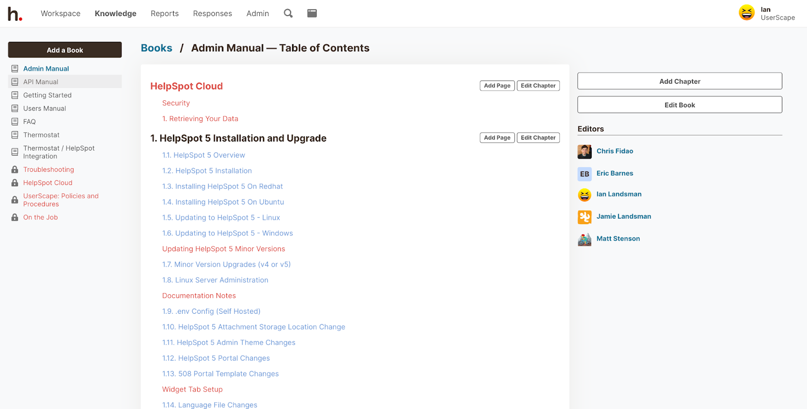 Self-service portals and Table of Contents example with HelpSpot