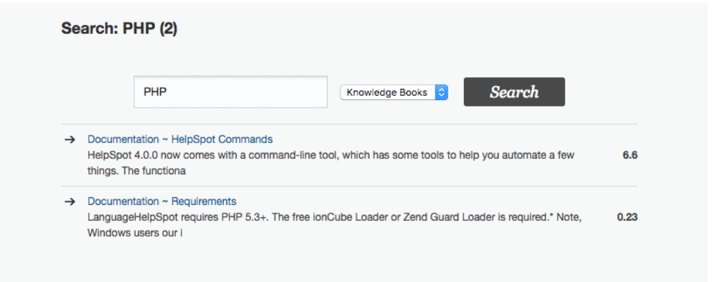 Search function within HelpSpot