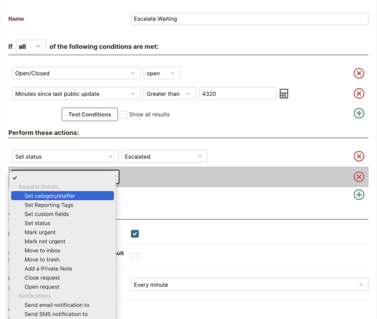 Setting automation rules. 
