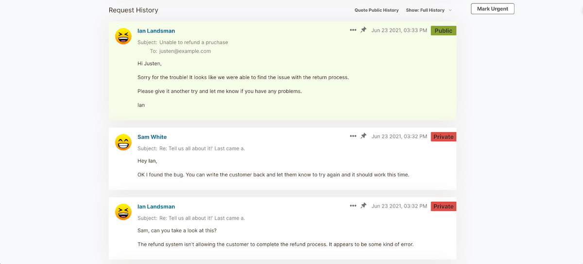 Request History within HelpSpot