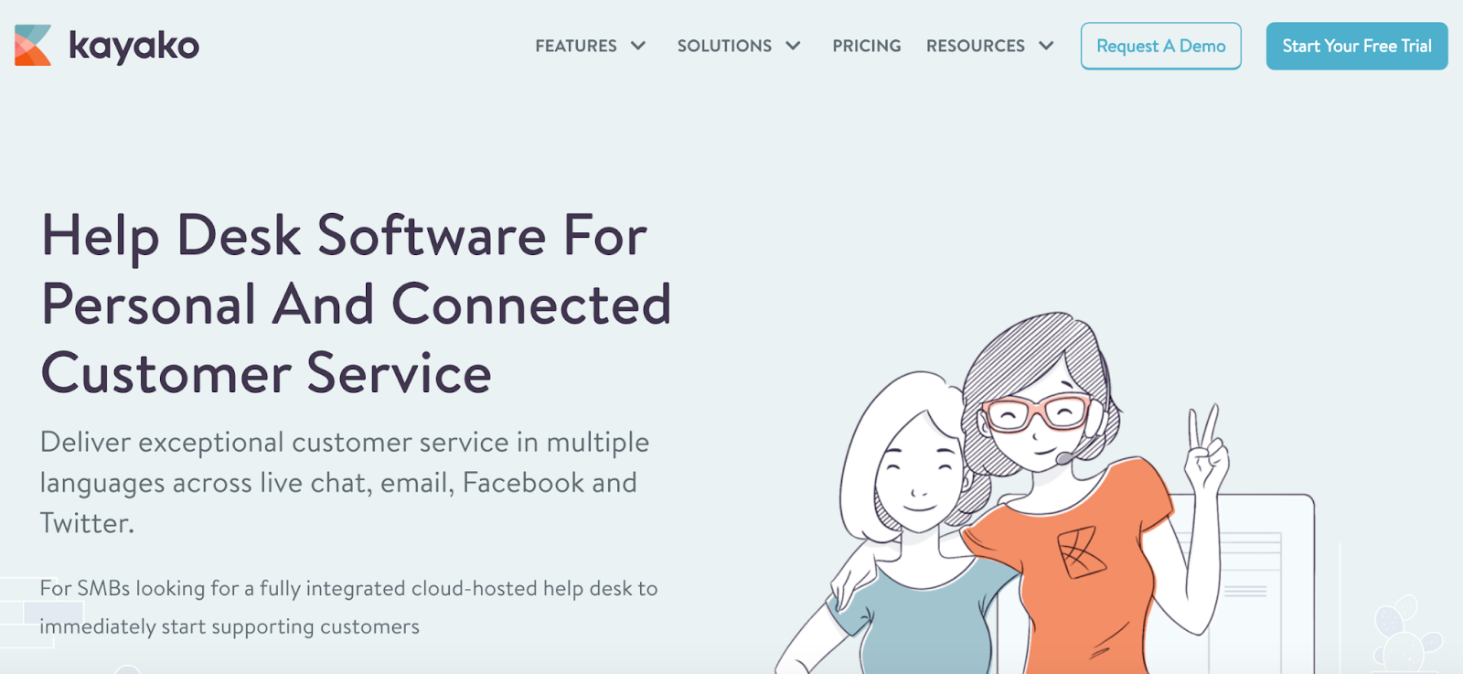 Kayako homepage: Help Desk Software for Personal and Connected Customer Service