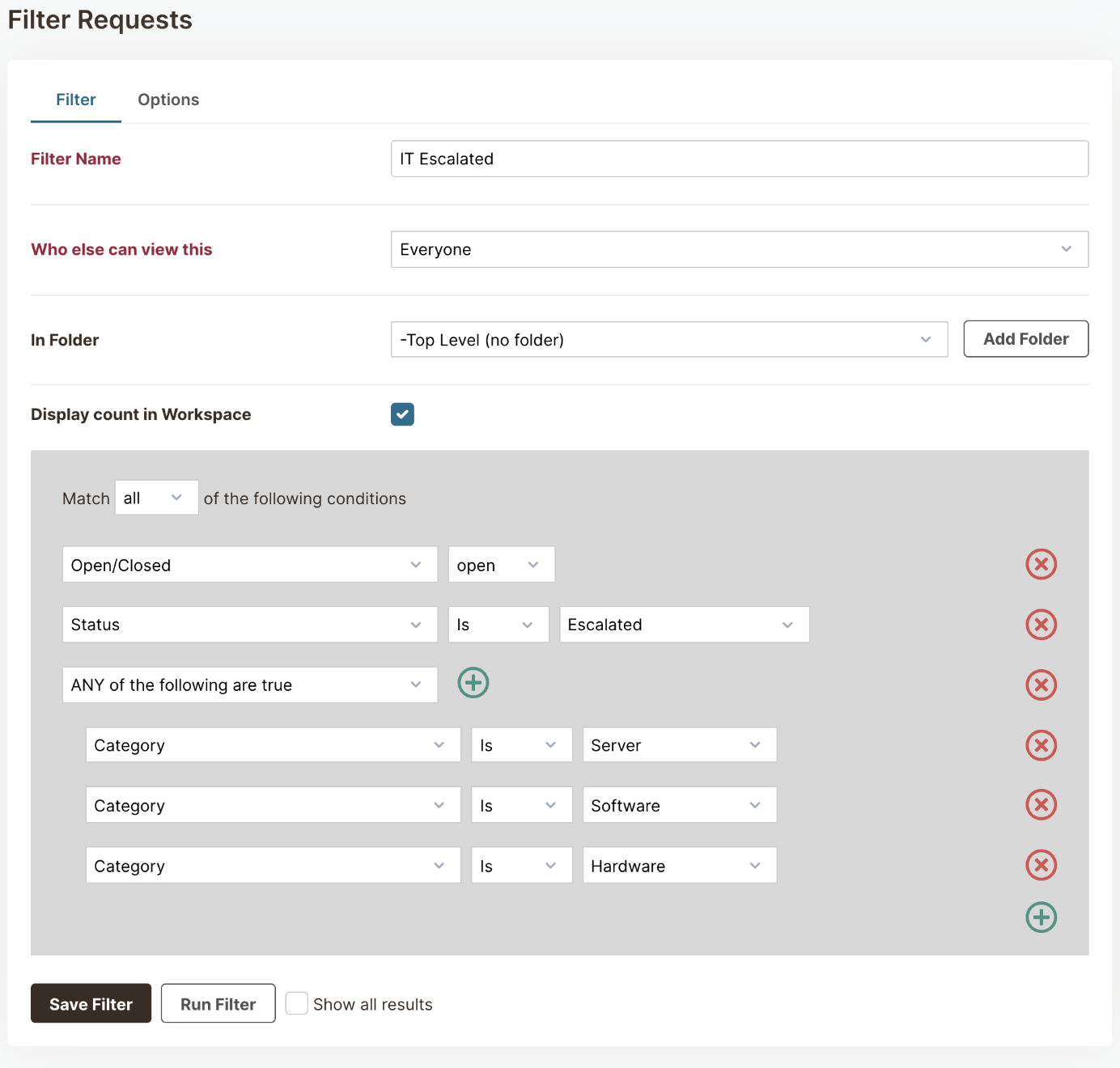 HelpSpot's Filter Requests