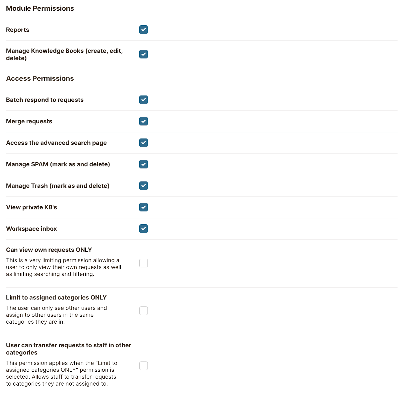 Module Permissions in HelpSpot