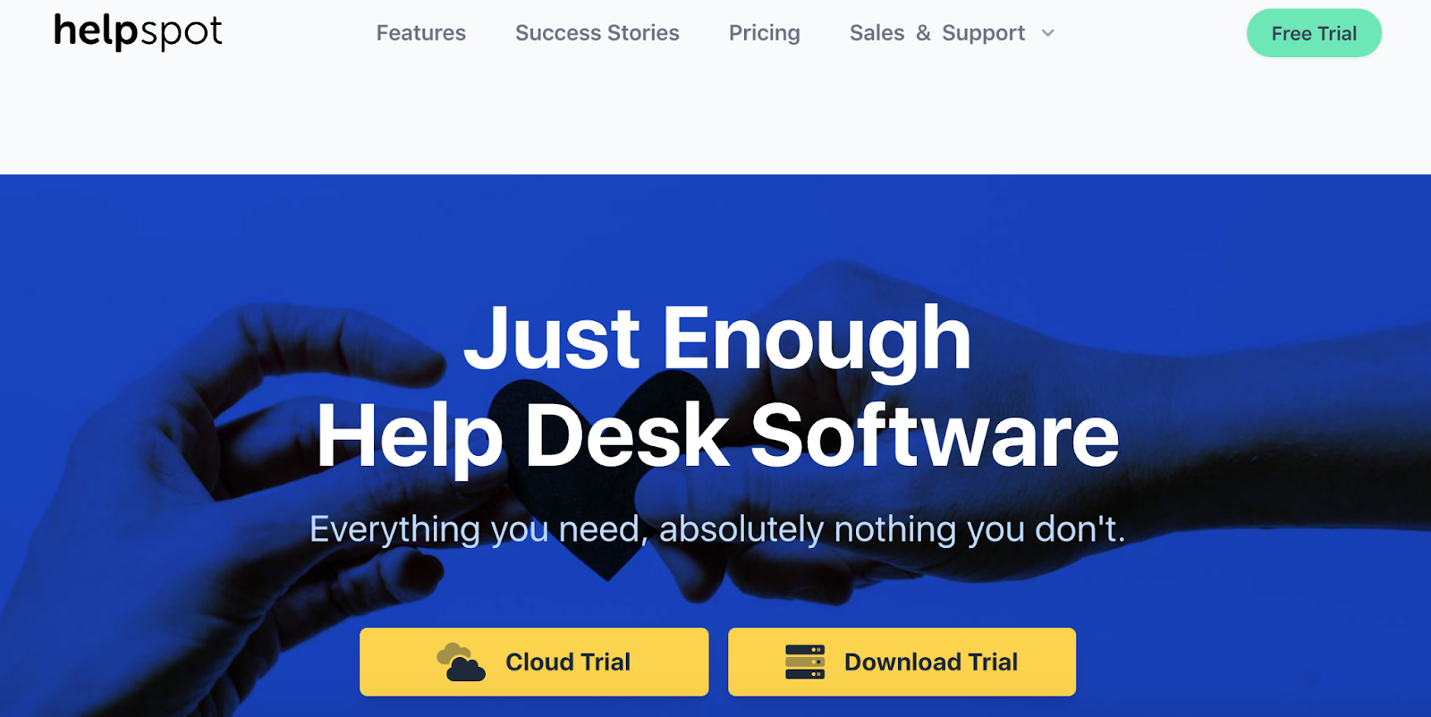 HelpSpot homepage: Just Enough Help Desk Software