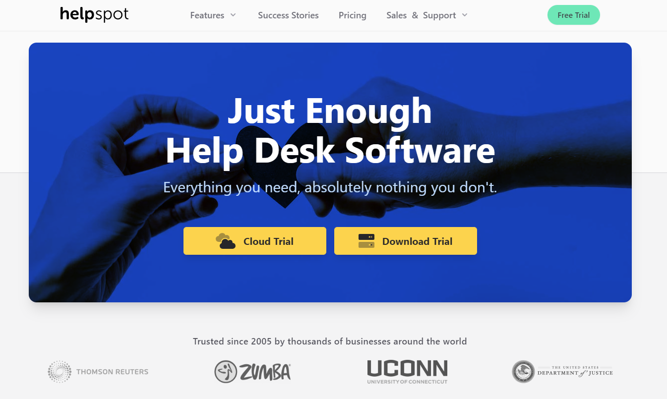 HelpSpot homepage: Just Enough Help Desk Software