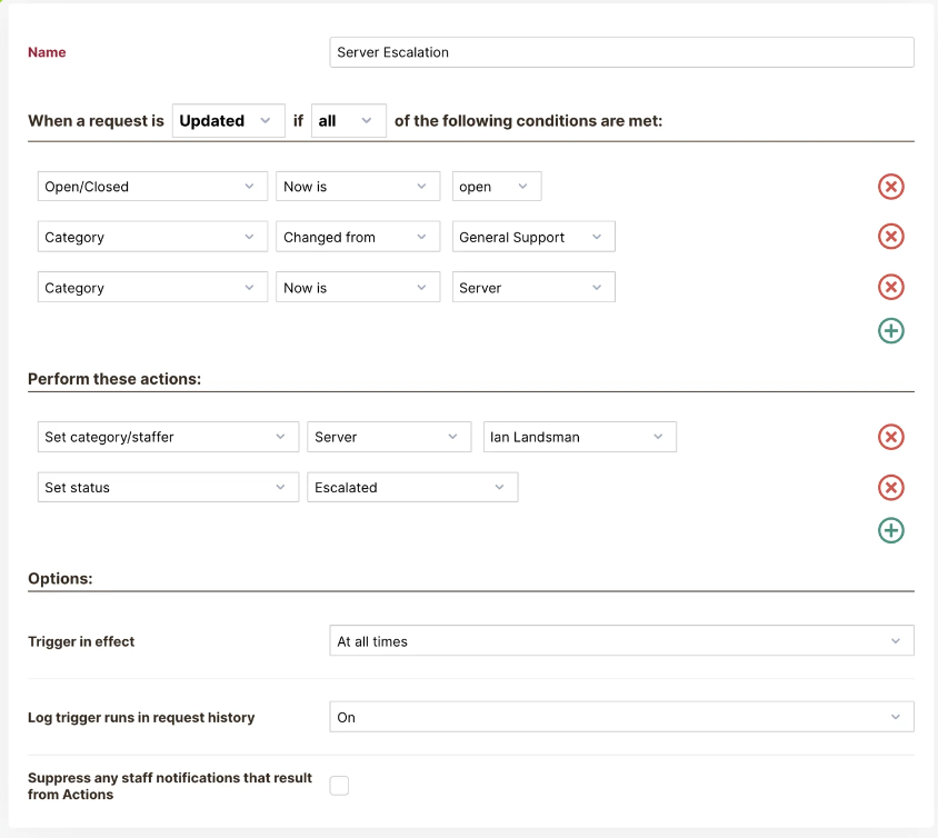 If/Then Framework in HelpSpot: Create Conditions