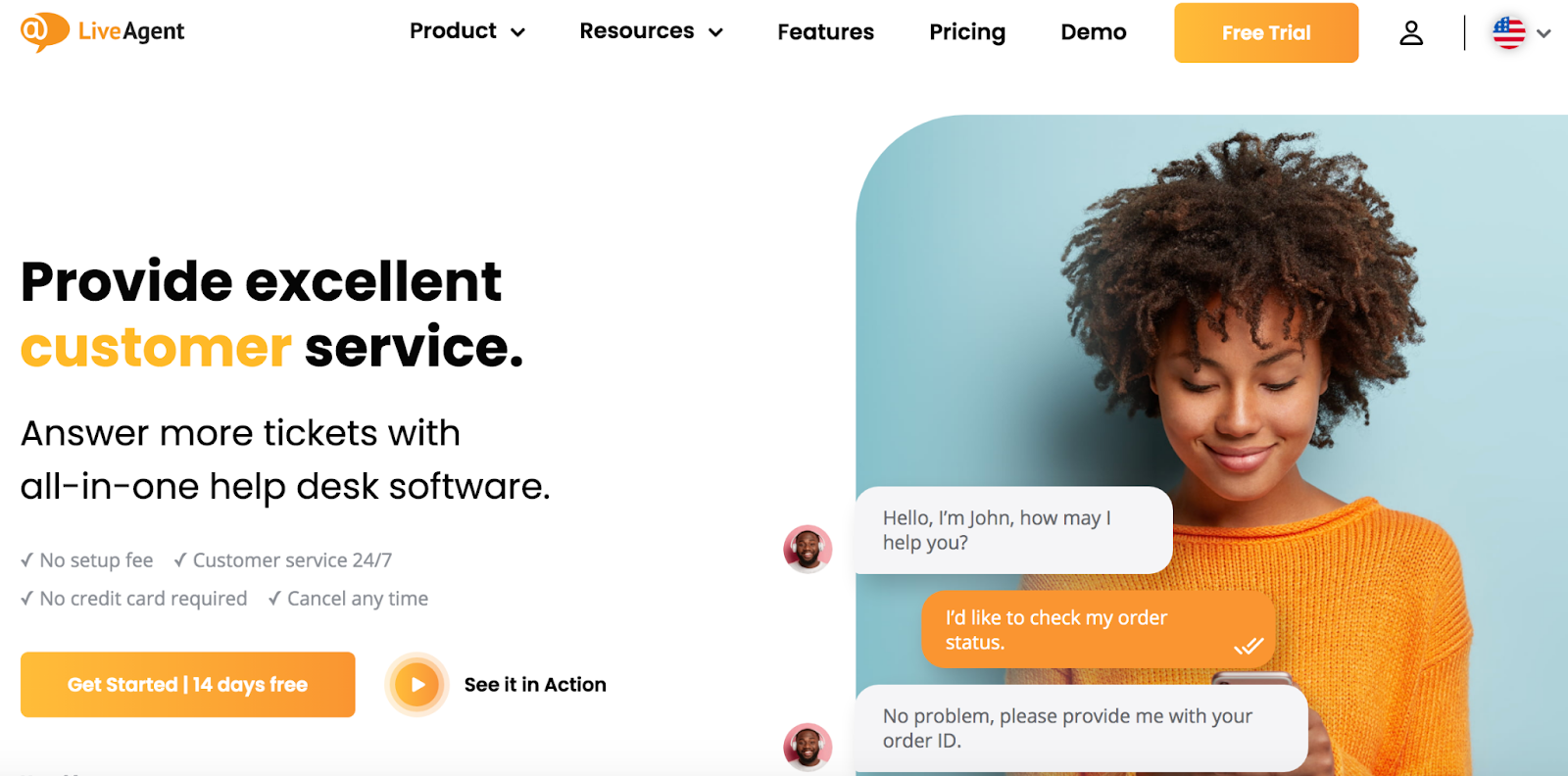LiveAgent homepage: Provide excellent customer service