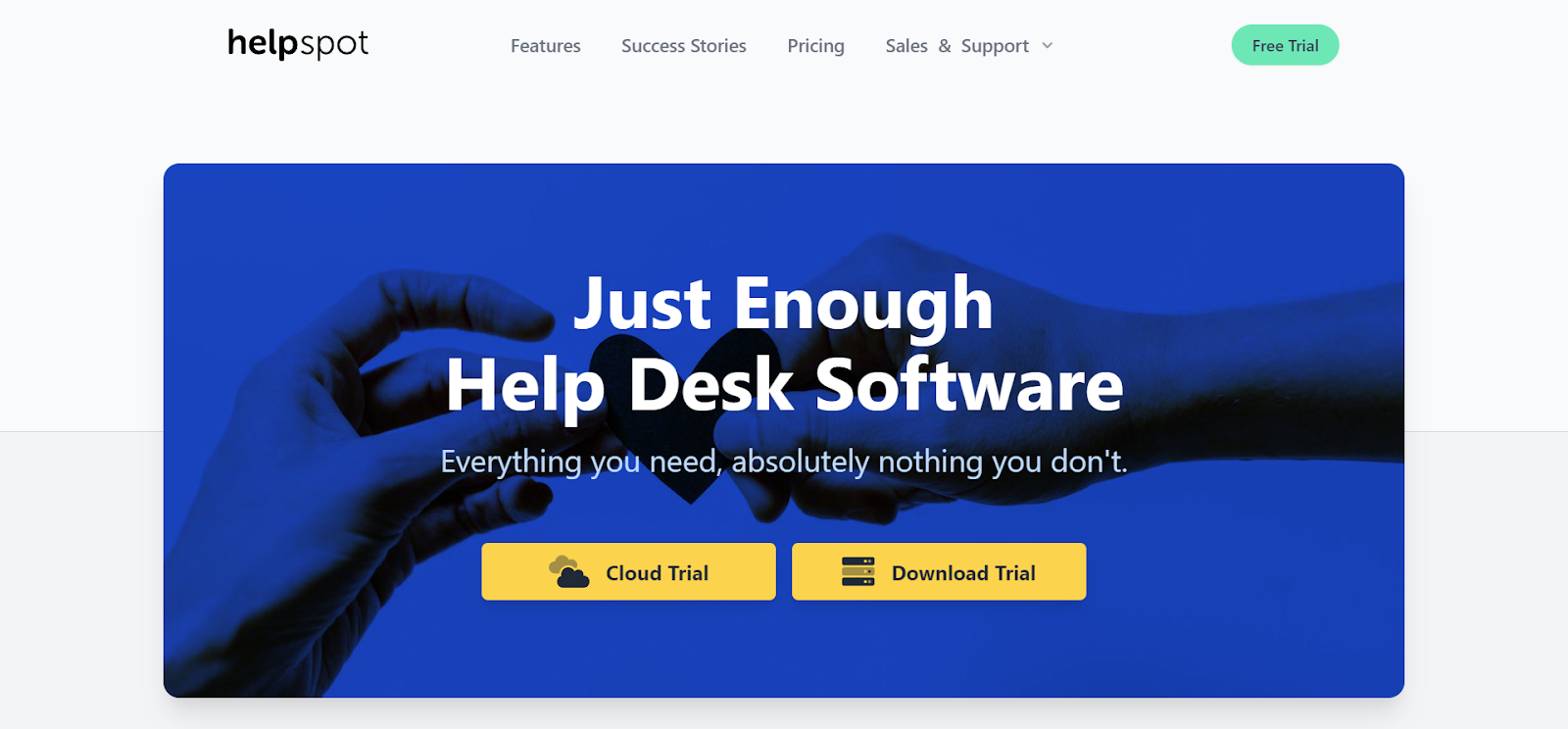 HelpSpot homepage: Just Enough Help Desk Software