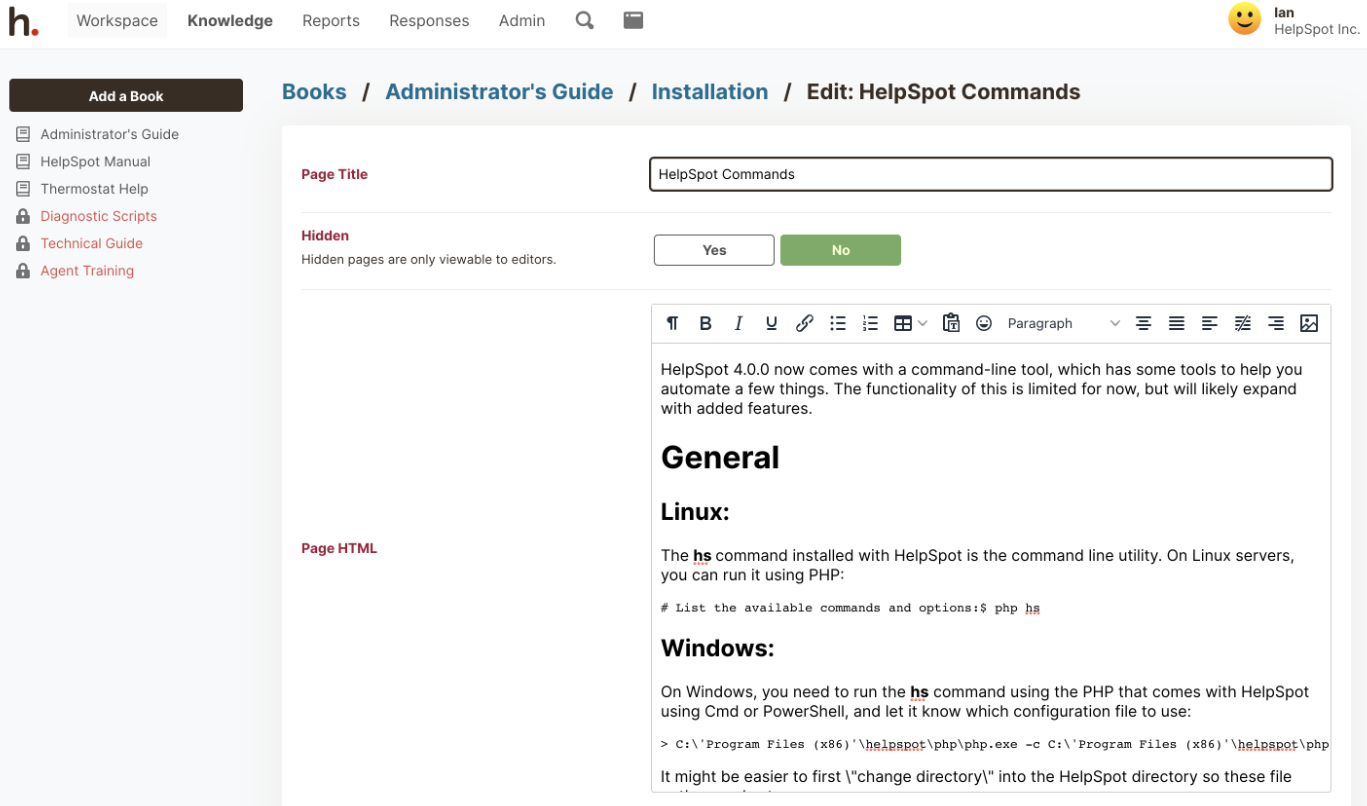 HelpSpot's Knowledge Base Book to Answer FAQ and Troubleshooting Questions 