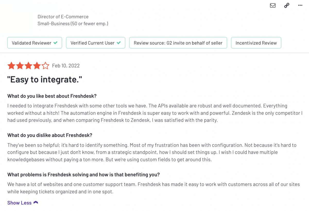 Freshdesk reviews