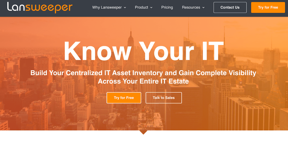 Lansweeper homepage